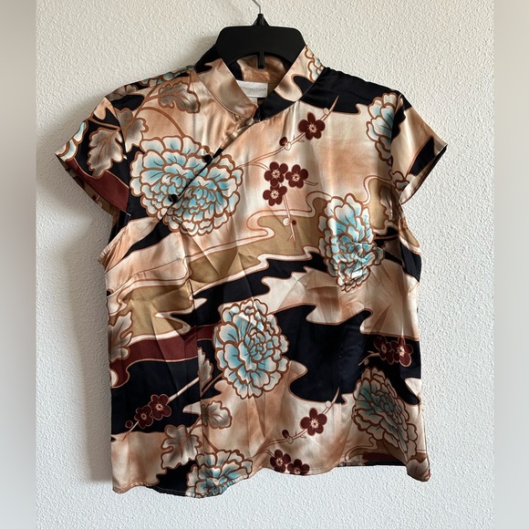 Vintage Japanese Style Silk Blouse - Picture 1 of 4